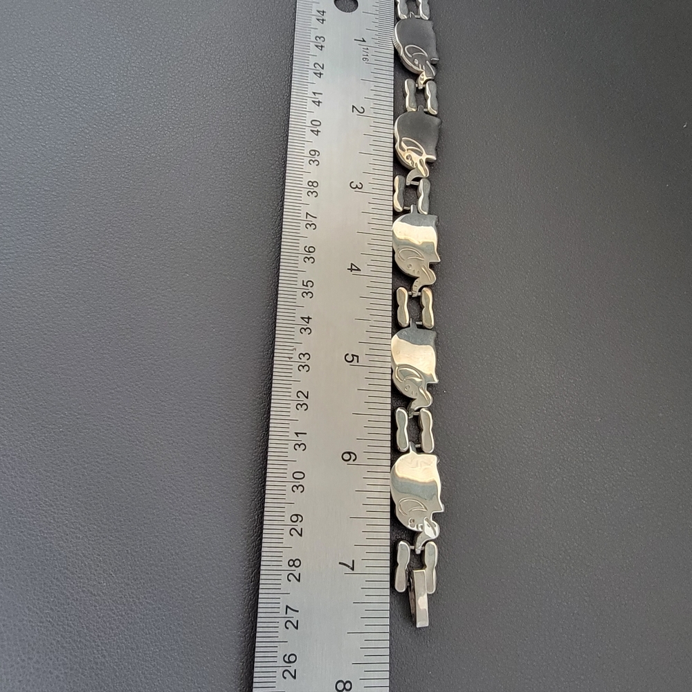 Solid Sterling Silver Elephant Link Bracelet Symb… - image 7